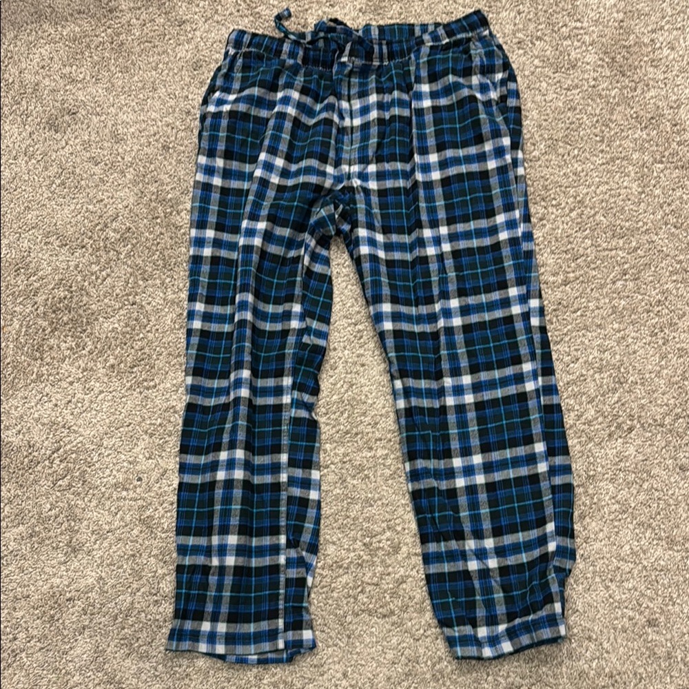 Blue and Green Plaid Pajama Pants